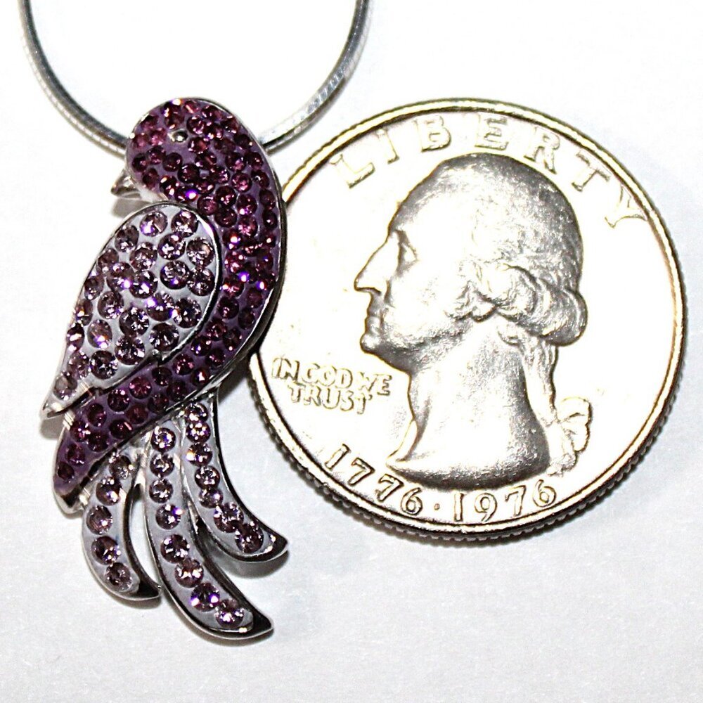 Sterling Silver Crystal Paste Bird Necklace 8 Grams - Picture 3 of 7